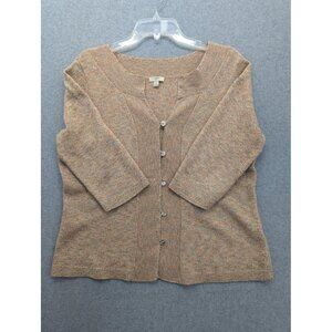 Vintage J. Jill Cardigan Sweater Womens Medium Tan Marled Button Front 3/4 00s